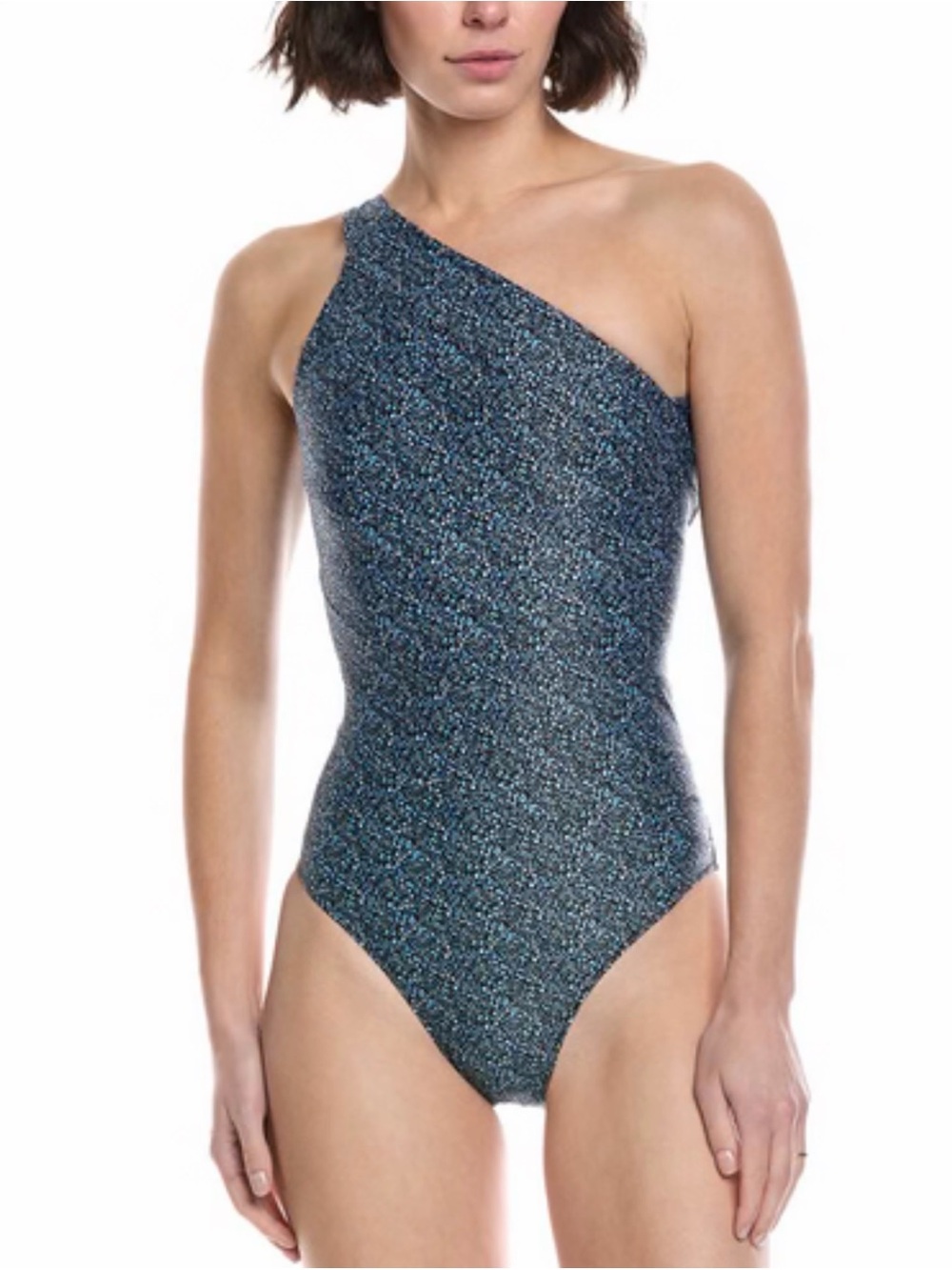 summersalt One-Shoulder Side Stroke Speckle Deep Blue Swimsuit